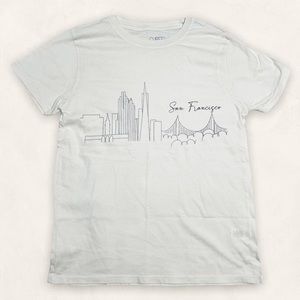 No Curfew San Francisco Skyline Crewneck Graphic Short Sleeve T-Shirt Mint Sz S